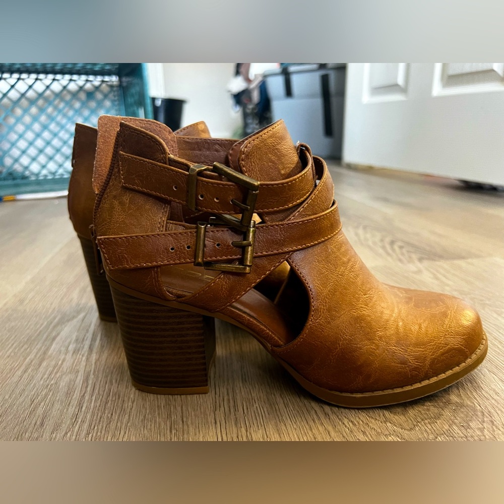 Soda strapped brown booties